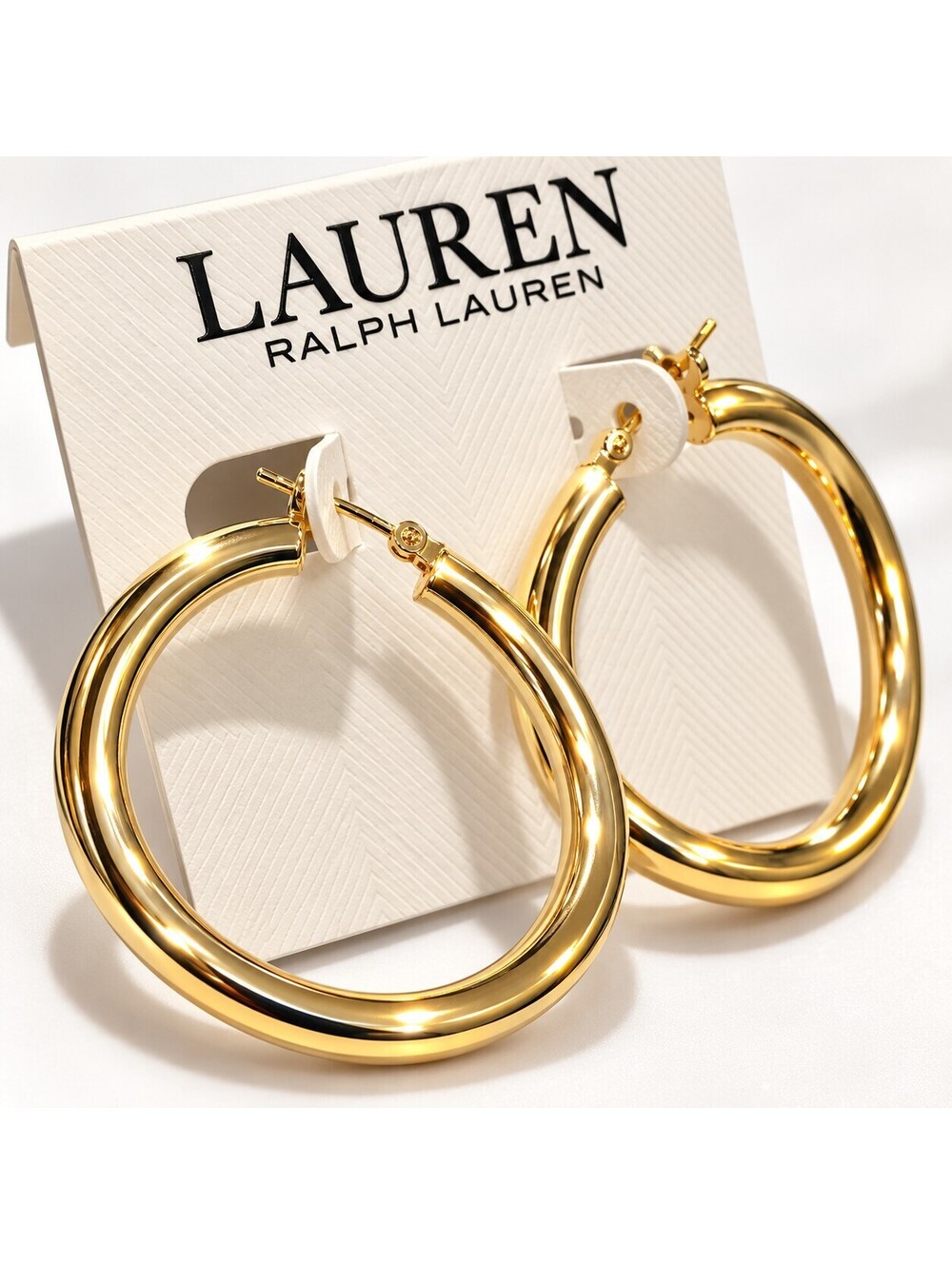 Ralph Lauren Gold Tone Curved Hoops [COPY]